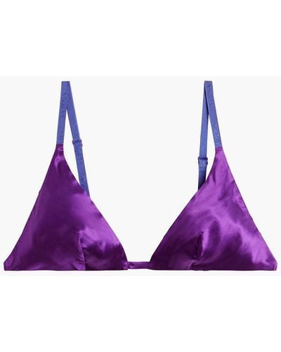 La Perla Stretch Silk-satin Triangle Bra - Purple