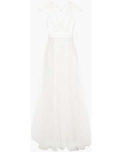 Jenny Packham Gardenia Embellished Glittered Tulle Bridal Gown - White