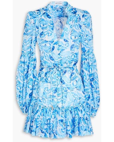 Rebecca Vallance Seine Printed Cotton-mousseline Mini Dress - Blue