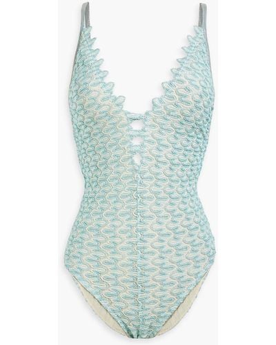 Missoni Metallic Crochet-knit Swimsuit - Blue