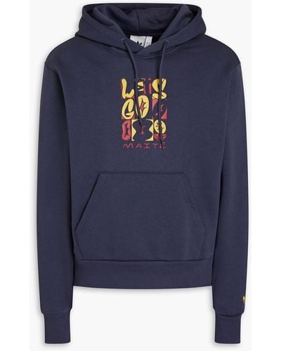 adidas Originals Printed Cotton-blend Fleece Hoodie - Blue