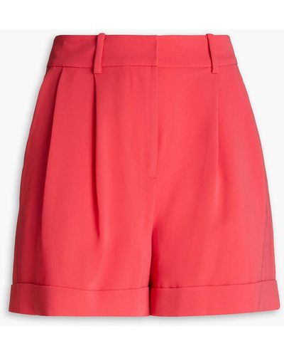 Diane von Furstenberg Shiana Pleated Crepe Shorts - Red
