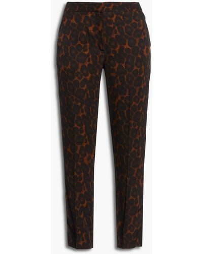 Erdem Gianna Leopard-print Twill Tapered Trousers - Black