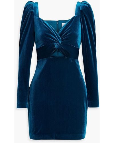 ONE33 SOCIAL Cutout Twist-front Velvet Mini Dress - Blue