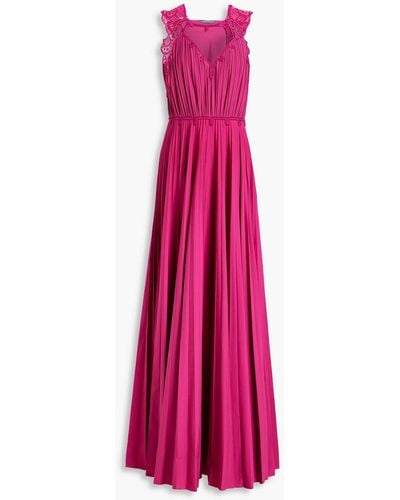 Alberta Ferretti Gathered Cotton-blend Poplin Gown - Pink