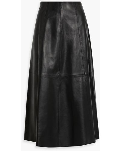 Iris & Ink Jacqueline Leather Midi Skirt - Black
