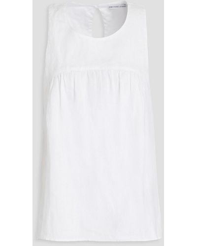 James Perse Gathered Linen Top - White