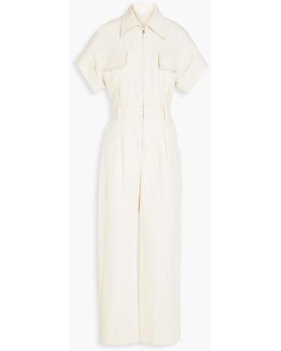 LVIR Pleated Cotton And Linen-blend Jumpsuit - White