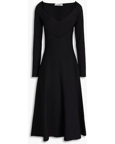 Valentino Garavani Flared Knitted Midi Dress - Black