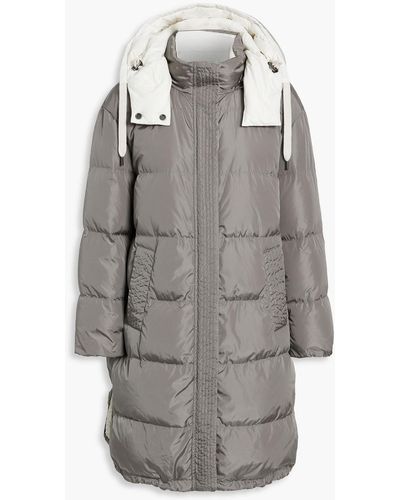 Brunello Cucinelli Quilted Shell Hooded Down Coat - Gray