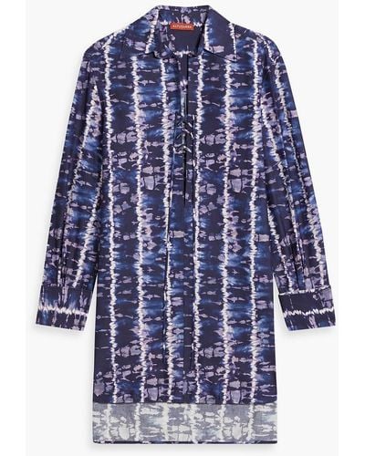 Altuzarra Hemdkleid aus popeline aus einer baumwollmischung mit batikmuster - Blau