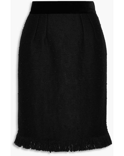 Dolce & Gabbana Velvet-trimmed Wool-blend Bouclé-tweed Skirt - Black