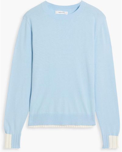 Chinti & Parker Layered Two-tone Cotton Jumper - Blue