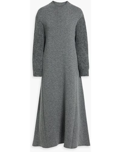 Jil Sander Brushed Wool And Cashmere-blend Midi Dress - Grey