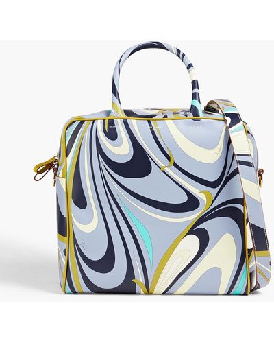 Emilio Pucci Printed Leather Tote - Blue