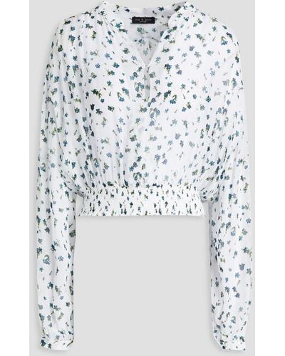 Rag & Bone Calista geraffte bluse aus georgette mit floralem print - Weiß