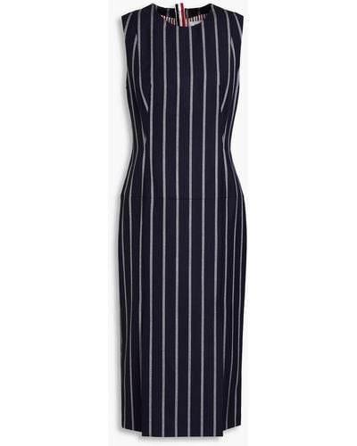 Thom Browne Striped Wool Midi Dress - Blue