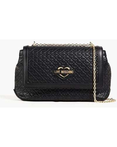 Love Moschino Embossed Faux Leather Shoulder Bag - Black