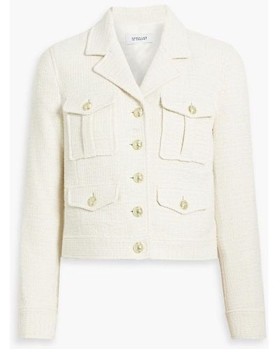 10 Crosby Derek Lam Arleth Cropped Metallic Cotton-blend Tweed Jacket - White