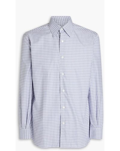 Zegna Checked Cotton-poplin Shirt - Grey