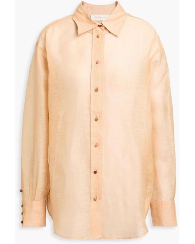 Zimmermann Linen And Silk-blend Organza Shirt - Natural