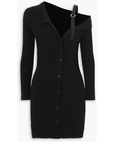Jacquemus Colin Asymmetric Ribbed Wool-blend Mini Dress - Black