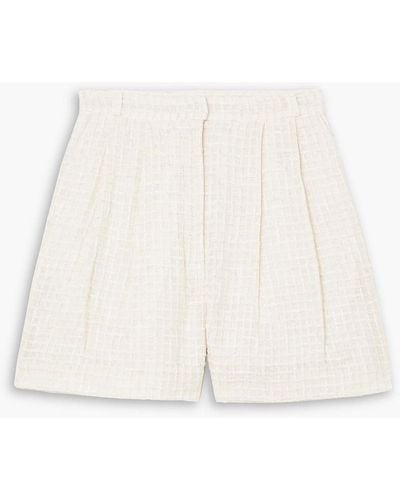 TOVE Lana Pleated Tweed Shorts - White