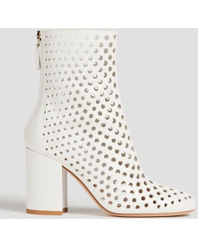 Gianvito Rossi Laser-cut Leather Ankle Boots - White