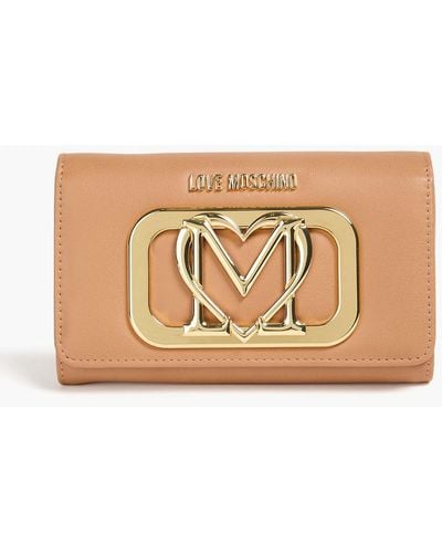 Love Moschino Gold Rush Embellished Faux Leather Wallet - Natural