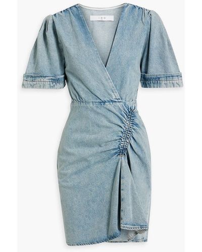 IRO Nartelle Ruched Denim Mini Dress - Blue