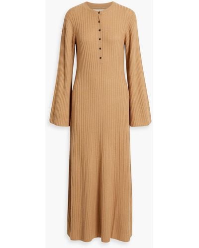 Loulou Studio Elia Ribbed Wool And Cashmere-blend Maxi Dress - Brown