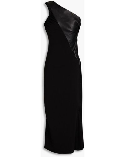 1017 ALYX 9SM One-shoulder Leather-paneled Cotton-blend Midi Dress - Black
