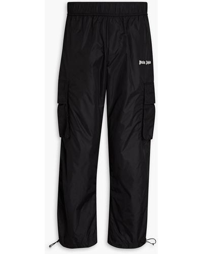 Palm Angels Nylon Cargo Trousers With Side Contrast Track Bands - Black