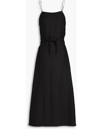 Bondi Born Marseille Linen-blend Midi Dress - Black
