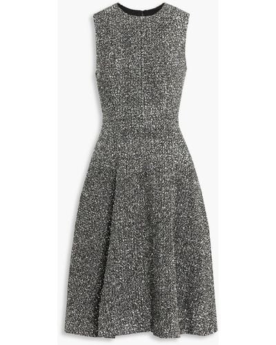 Lela Rose Bouclé-knit Dress - Gray