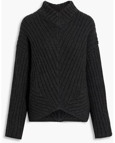 Proenza Schouler Ribbed Wool-blend Turtleneck Sweater - Black