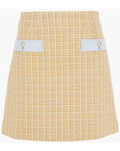 Sandro Melle Button-embellished Metallic Cotton-blend Tweed Mini Skirt - Natural