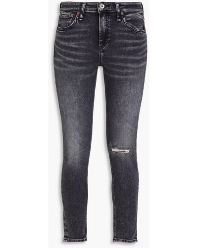 Rag & Bone Cate Cropped Distressed Low-rise Skinny Jeans - Blue