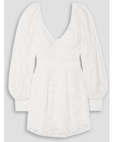 LoveShackFancy Tiered Cotton-blend Lace Mini Dress - White