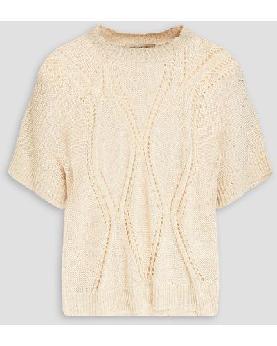 Gentry Portofino Sequin-embellished Crochet-knit Sweater - Natural