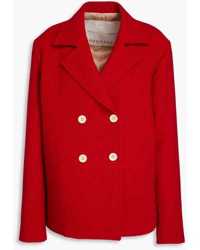 Giuliva Heritage Agata Double-breasted Wool-canvas Jacket - Red