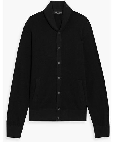 Rag & Bone Harvey Waffle-knit Cotton-blend Cardigan - Black