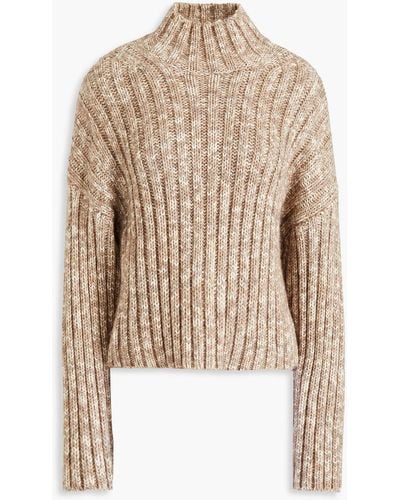 IRO Netty Mélange Ribbed-knit Turtleneck Sweater - Natural
