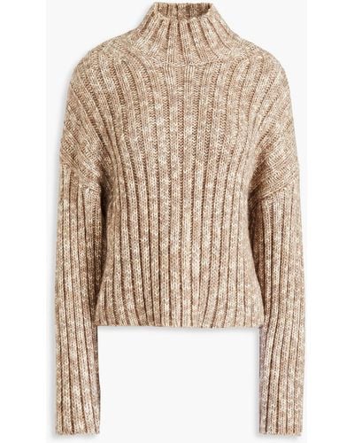 IRO Netty Mélange Ribbed-knit Turtleneck Jumper - Natural