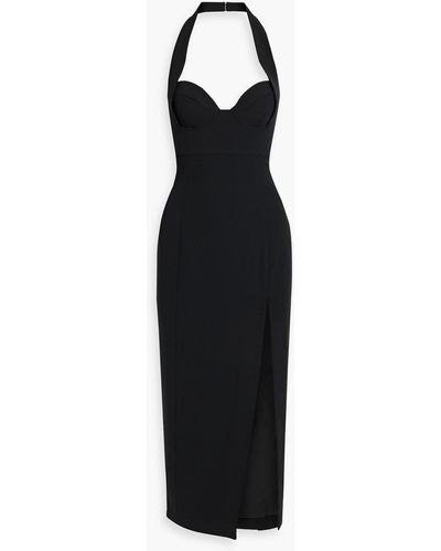 Nicholas Nabin Woven Halterneck Midi Dress - Black