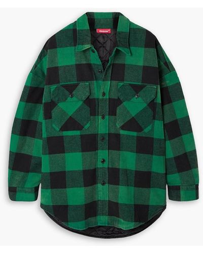 Denimist Oversized Padded Checked Cotton-flannel Jacket - Green
