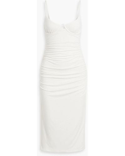 Jonathan Simkhai Iris Ruched Cutout Jersey Midi Dress - White