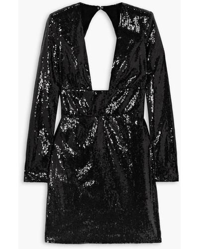 Dundas Open-back Sequined Chiffon Mini Dress - Black