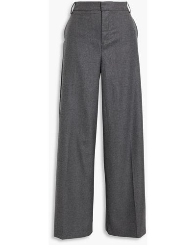 Tibi Wool-flannel Wide-leg Trousers - Grey