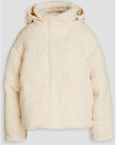 Maje Groom Quilted Faux Shearling Hooded Jacket - Natural